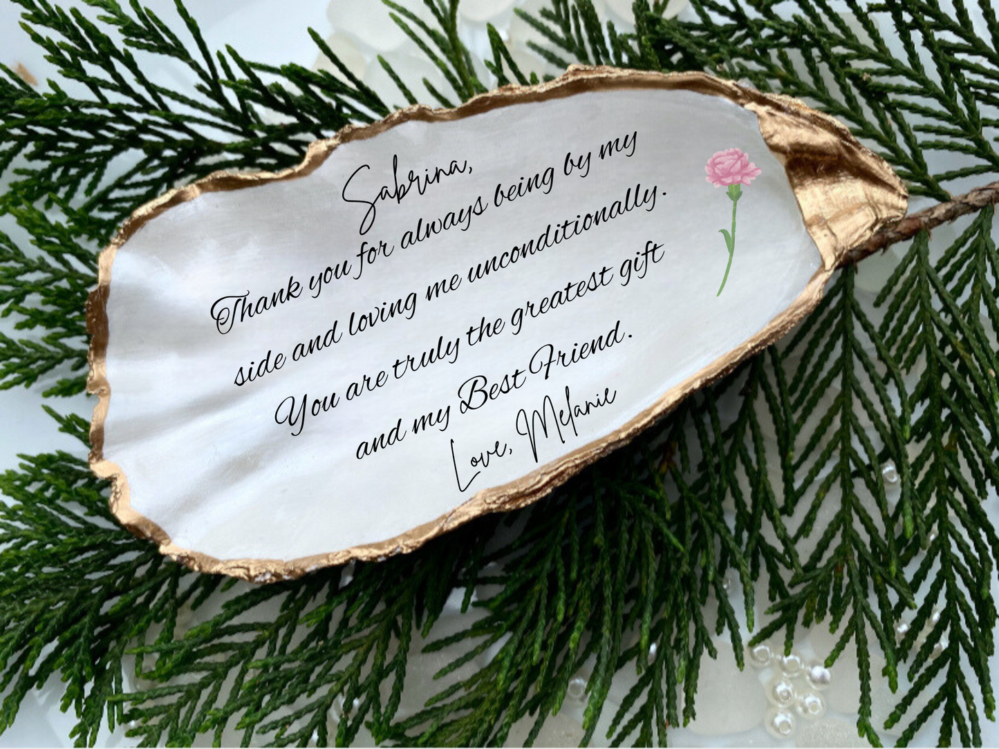Best Friend Bestie Gifts Custom Birth Flower Jewelry Dish Oyster Shell Ring Dish Friendship Ring Dish Wedding Bridesmaid Gift Best Friend Ring Dish Christmas Gift for Her Best Friend Gift Perfect Bridesmaid or Bestie Gift Wildflower Ring Dish