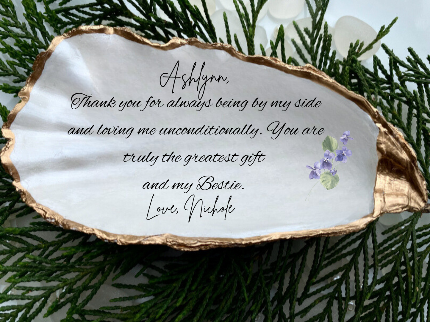 Bestie Gifts Custom Birth Flower Jewelry Dish Oyster Shell Ring Dish Friendship Ring Dish Wedding Bridesmaid Gift Best Friend Ring Dish Christmas Gift for Her Best Friend Gift Perfect Bridesmaid or Bestie Gift Wildflower Ring Dish