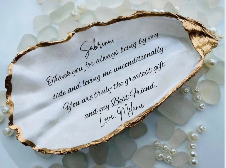 Best Friend Bestie Gifts Custom Birth Flower Jewelry Dish Oyster Shell Ring Dish Friendship Ring Dish Wedding Bridesmaid Gift Best Friend Ring Dish Christmas Gift for Her Best Friend Gift Perfect Bridesmaid or Bestie Gift Wildflower Ring Dish