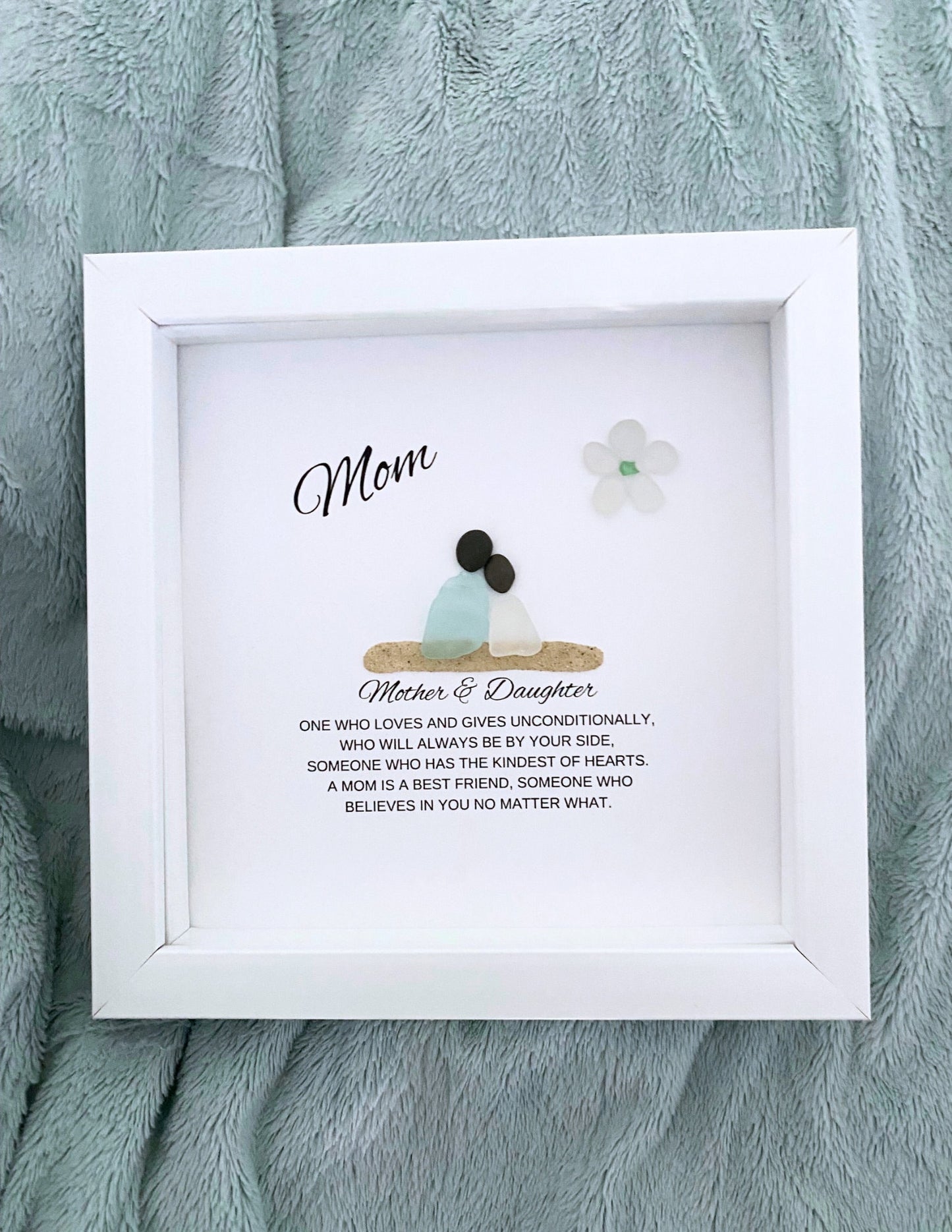 Mom Mother Daughter Personalized Mother’s Day Gift from Daughter Birthday Pebble Art Sea Glass Unique Mother & Daughter Handmade Wall Decor