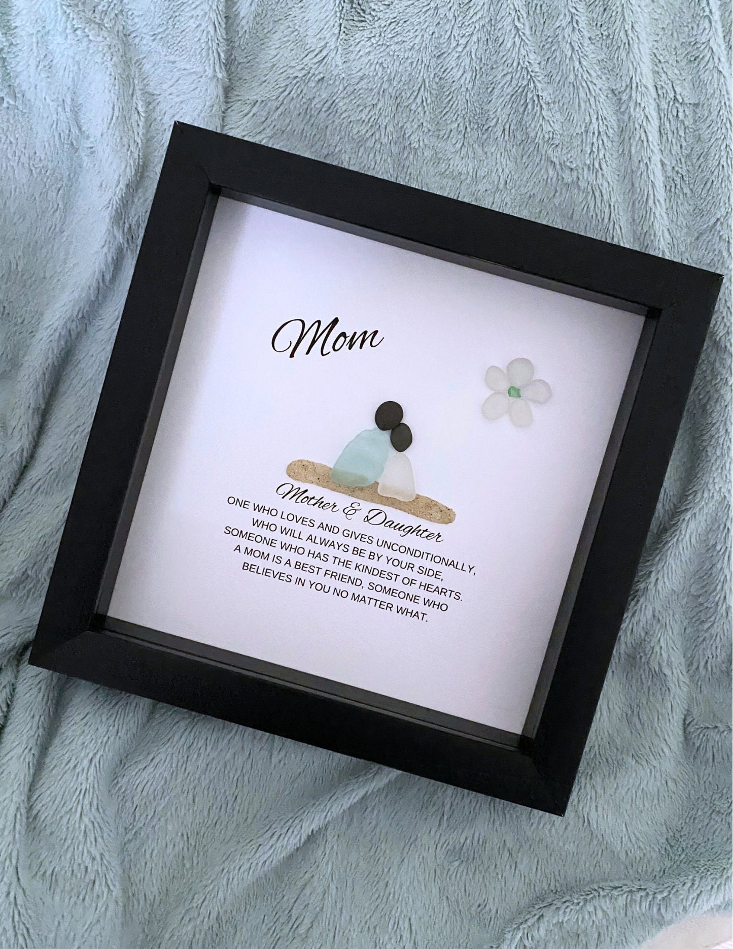 Mom Mother Daughter Personalized Mother’s Day Gift from Daughter Birthday Pebble Art Sea Glass Unique Mother & Daughter Handmade Wall Decor