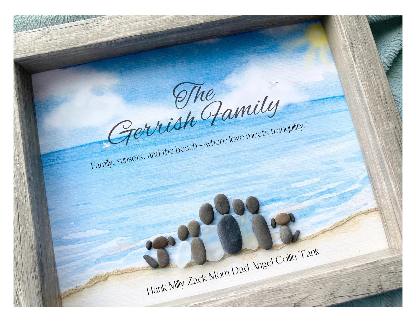 Custom Sea Glass Art | Coastal Grandma Gift | Framed Beach House Art | Personalized Ocean Decor for Her Thoughtful Coastal Gift for Grandma | Handmade Sea Glass Artwork | Personalized Beach House Decor | Birthday Surprise for Her