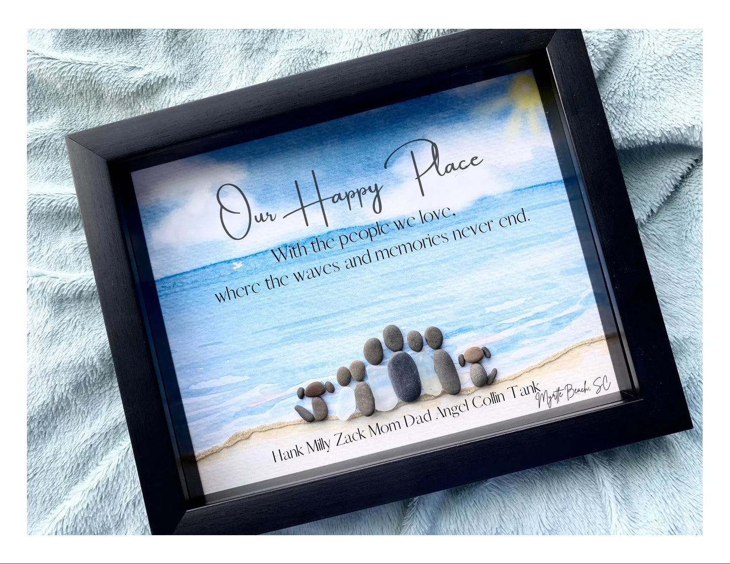 Custom Sea Glass Art | Coastal Grandma Gift | Framed Beach House Art | Personalized Ocean Decor for Her Thoughtful Coastal Gift for Grandma | Handmade Sea Glass Artwork | Personalized Beach House Decor | Birthday Surprise for Her