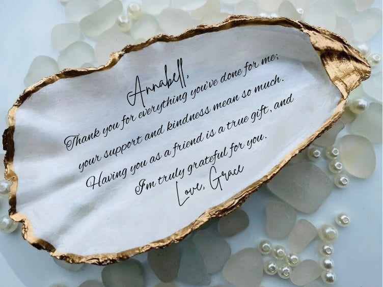 Personalized Friend Gift Birth Flower Oyster Shell Dish for Friend Friend Birthday Gift Friend Christmas Gift Coastal Decor for Friend Personalized Friend Keepsake