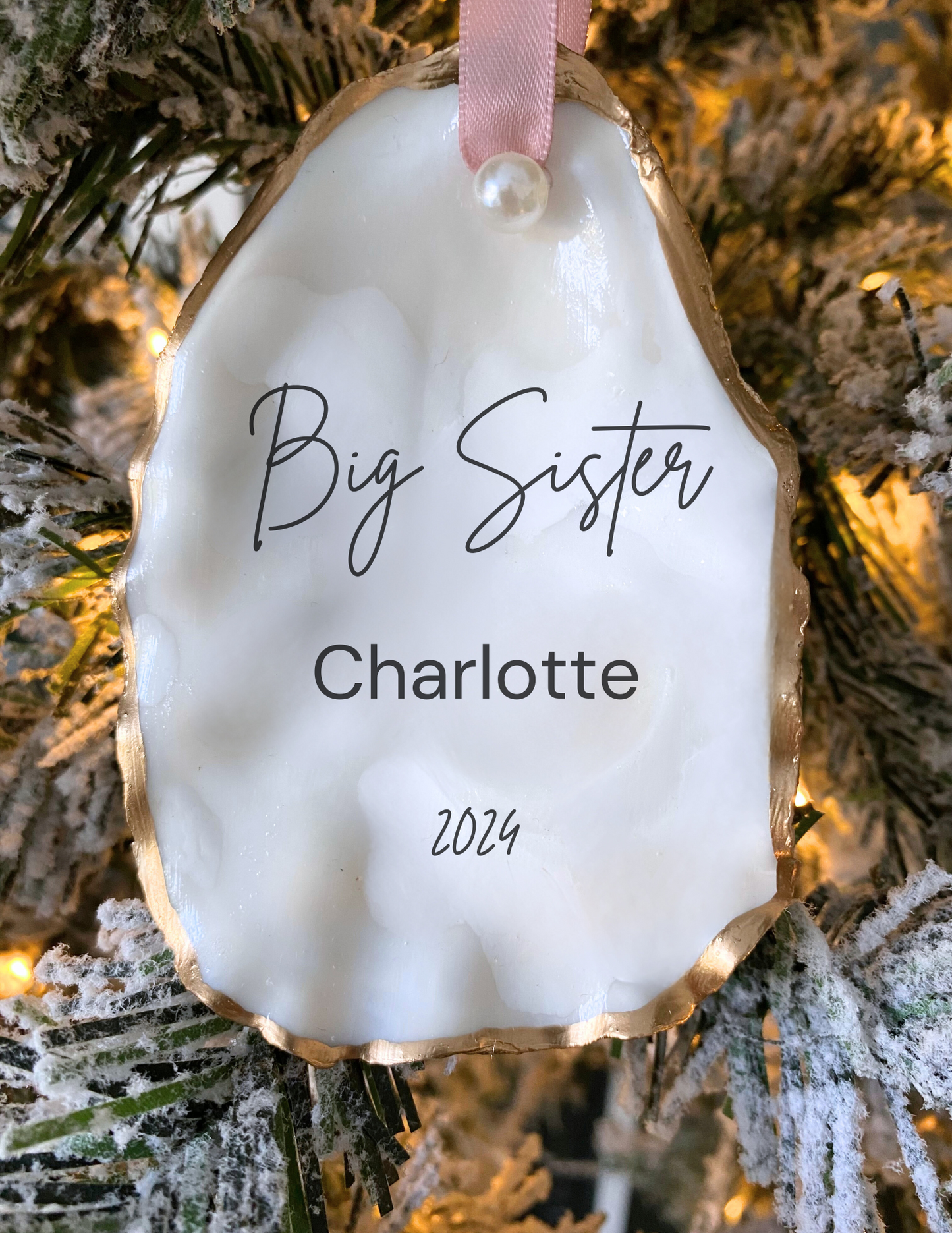 Big Sister Gift Personalized Sister Christmas Gift Big Sister Christmas Ornament Sister Oyster Shell Coastal Ornament Sister Christmas Decor