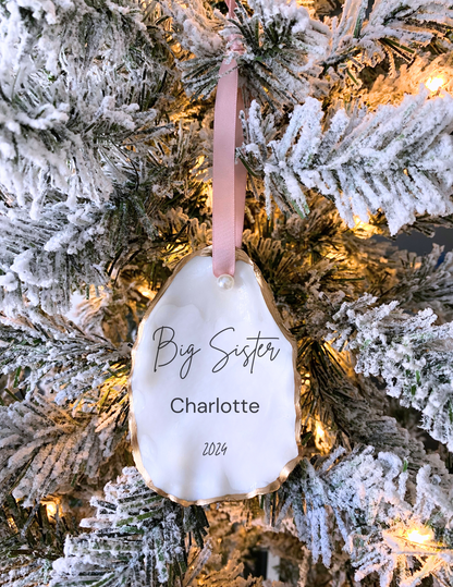 Big Sister Gift Personalized Sister Christmas Gift Big Sister Christmas Ornament Sister Oyster Shell Coastal Ornament Sister Christmas Decor