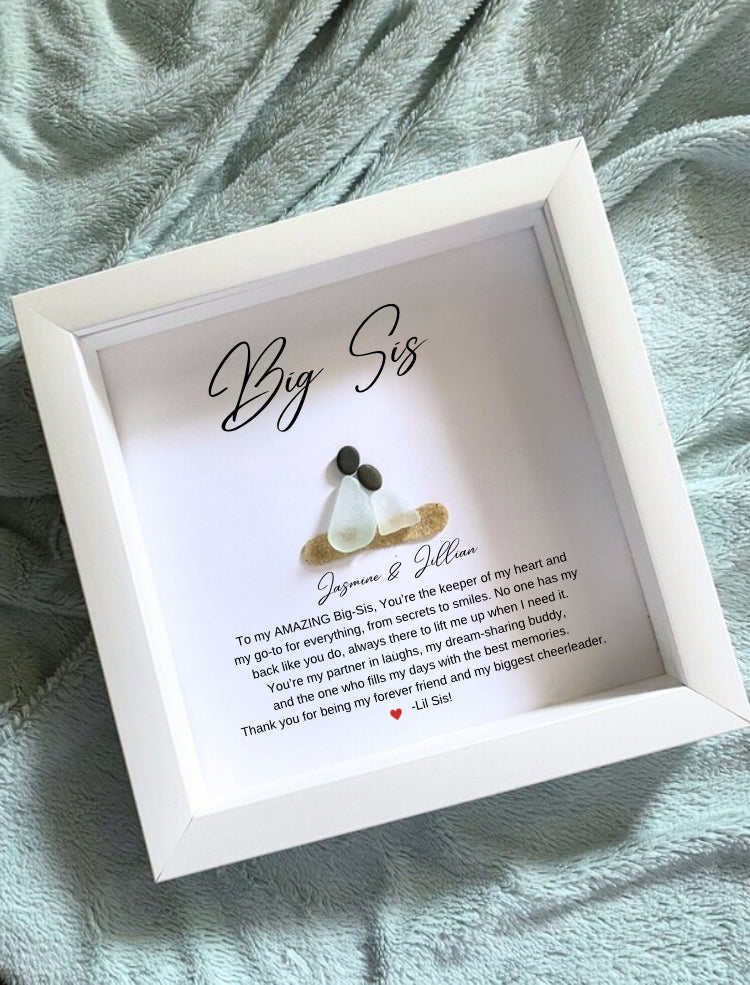 Personalized Big Sister Gift Sister Gift Handmade Sister Art Sea Glass Sister Git Custom Pebble Art Unique Sister Gift Birthday Gift for Sister