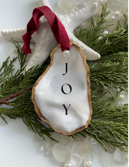 Heirloom Christmas ornament, Peace Love Joy ornament, personalized shell ornament, oyster shell decor, coastal keepsake, handmade holiday gift, mom ornament, sister gift, teacher holiday gift, aunt tree ornament, friend gift 2024