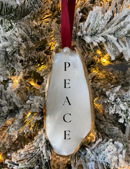 Heirloom Christmas ornament, Peace Love Joy ornament, personalized shell ornament, oyster shell decor, coastal keepsake, handmade holiday gift, mom ornament, sister gift, teacher holiday gift, aunt tree ornament, friend gift 2024