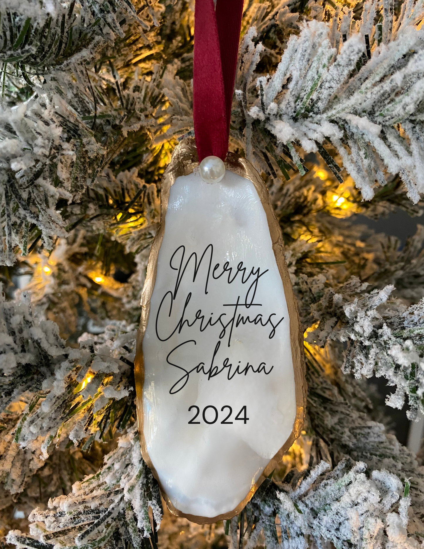 Sister Christmas Ornament, Best Friend Gift 2024, Mom Keepsake, Teacher Ornament, Aunt Christmas Gift, Personalized Oyster Shell Ornament, Handcrafted Holiday Gift, Custom Gold Gilded Ornament, Unique Christmas Decoration, Thoughtful Tree Keepsake