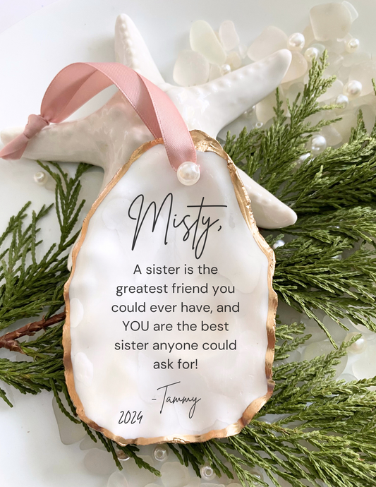 Sister Gift Personalized Sister Christmas Gift Sister Christmas Ornament Sister Oyster Shell Coastal Ornament Sister Christmas Decor