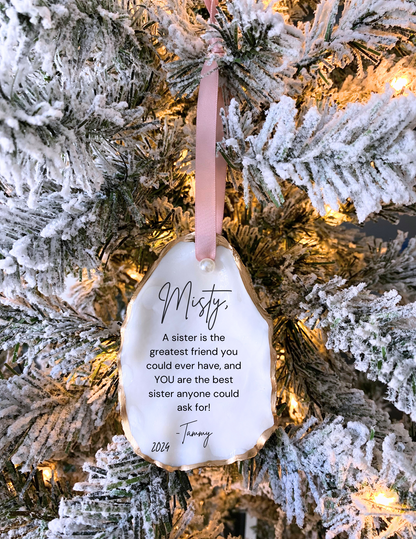 Sister Gift Personalized Sister Christmas Gift Sister Christmas Ornament Sister Oyster Shell Coastal Ornament Sister Christmas Decor