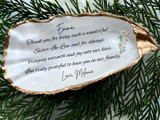 Sister-in-law Gift Special Sister-in-Law Gift Birth Flower Oyster Shell Dish for Sister-In-Law Birthday Gift Sister-In-law Christmas Gift