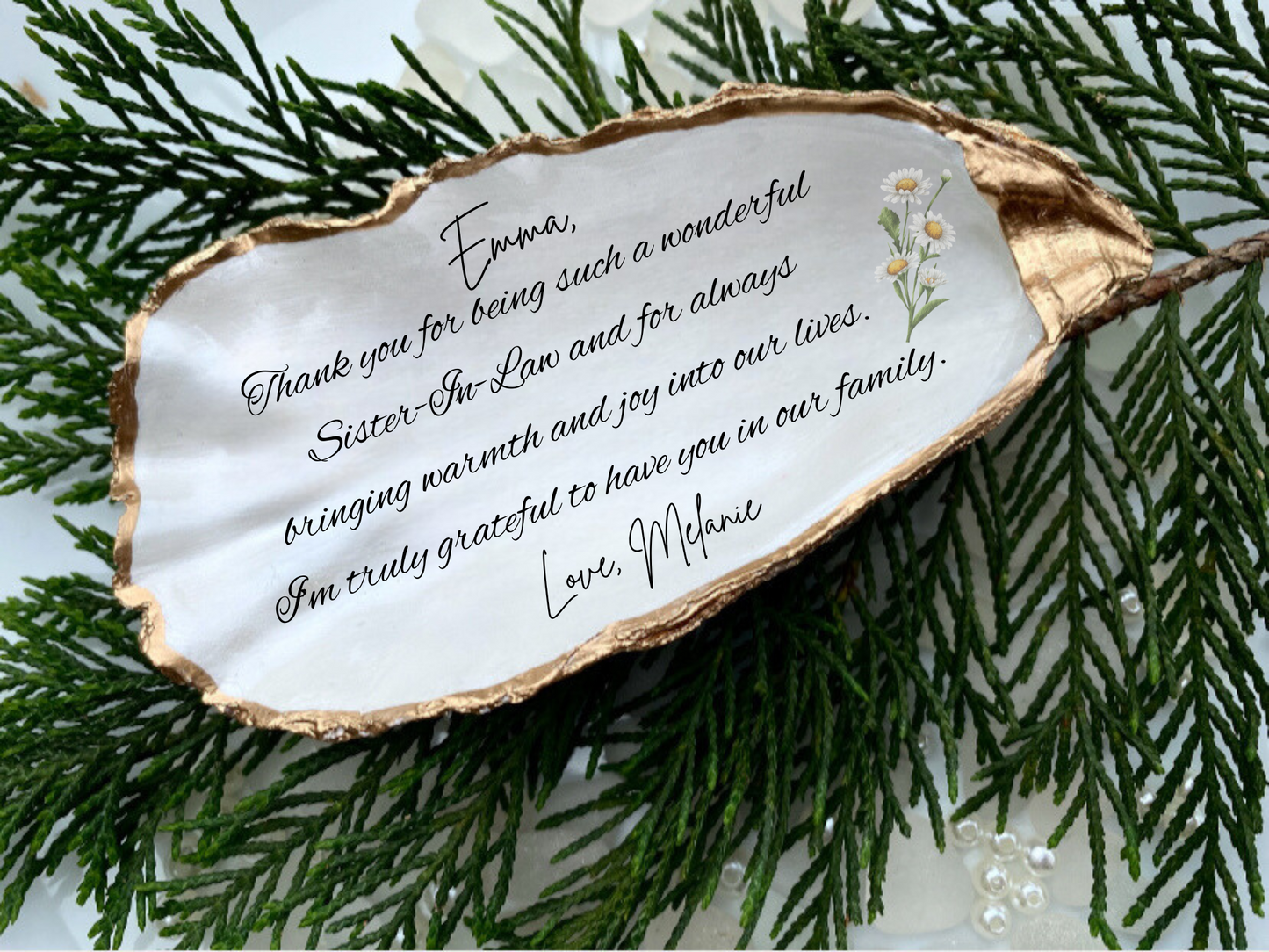 Sister-in-law Gift Special Sister-in-Law Gift Birth Flower Oyster Shell Dish for Sister-In-Law Birthday Gift Sister-In-law Christmas Gift