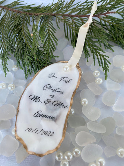 Wedding Christmas Ornament Personalized 2024 First Christmas Married and Engaged Ornament Unique Handmade Newlywed Gift Wedding Party Gifts