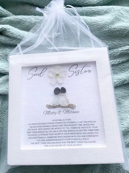 Soul Sister Gift Personalized Pebble Art Best Friend Birthday Gift for Her Best Friend Christmas Gift Sea Glass Art Unique Friendship Gifts