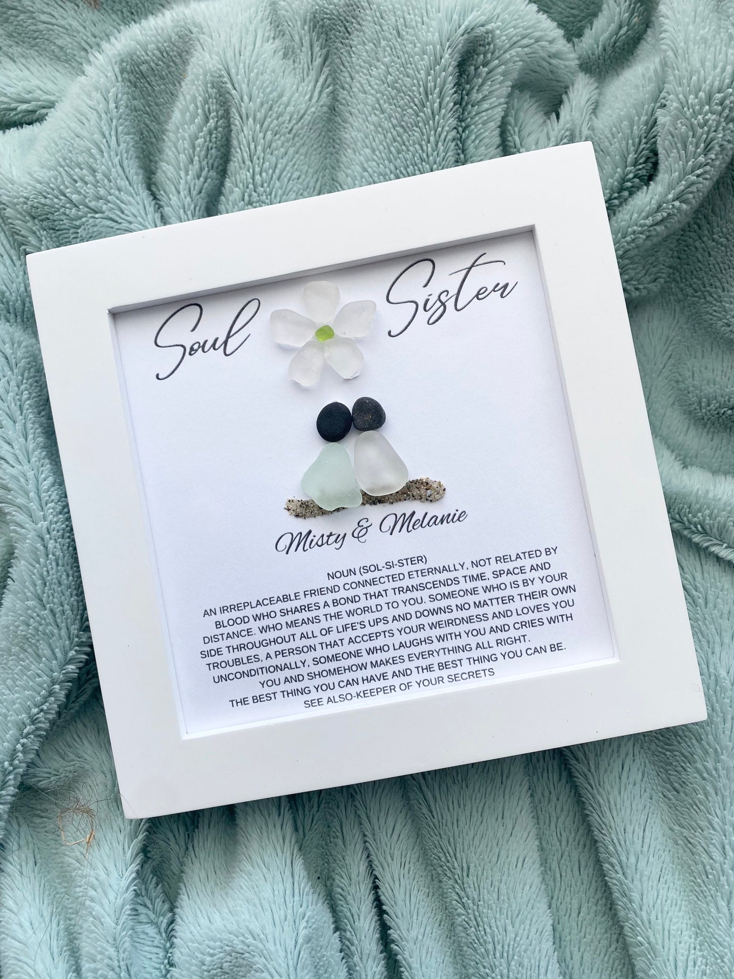 Soul Sister Gift Personalized Pebble Art Best Friend Birthday Gift for Her Best Friend Christmas Gift Sea Glass Art Unique Friendship Gifts