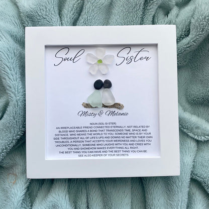 Soul Sister Gift Personalized Pebble Art Best Friend Birthday Gift for Her Best Friend Christmas Gift Sea Glass Art Unique Friendship Gifts