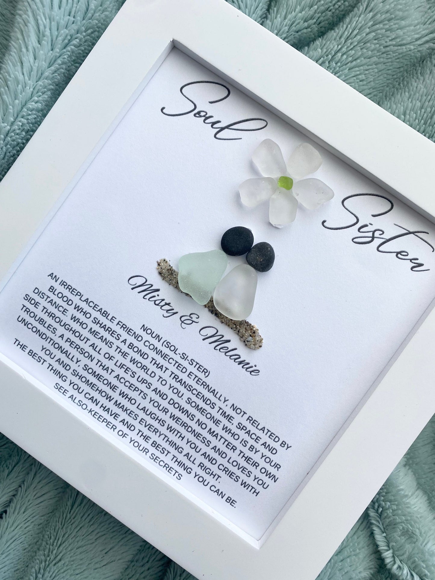 Soul Sister Gift Personalized Pebble Art Best Friend Birthday Gift for Her Best Friend Christmas Gift Sea Glass Art Unique Friendship Gifts