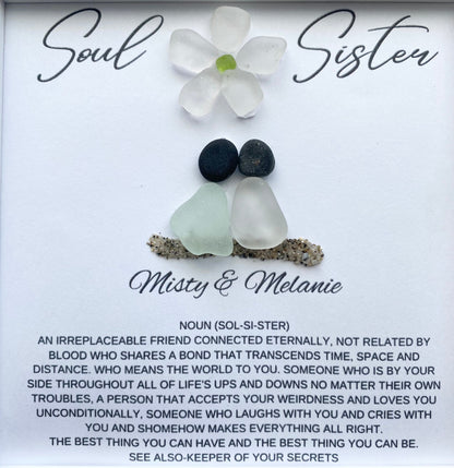 Soul Sister Gift Personalized Pebble Art Best Friend Birthday Gift for Her Best Friend Christmas Gift Sea Glass Art Unique Friendship Gifts