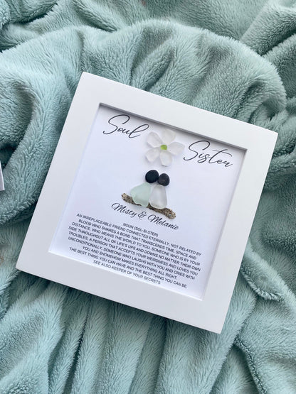 Soul Sister Gift Personalized Pebble Art Best Friend Birthday Gift for Her Best Friend Christmas Gift Sea Glass Art Unique Friendship Gifts