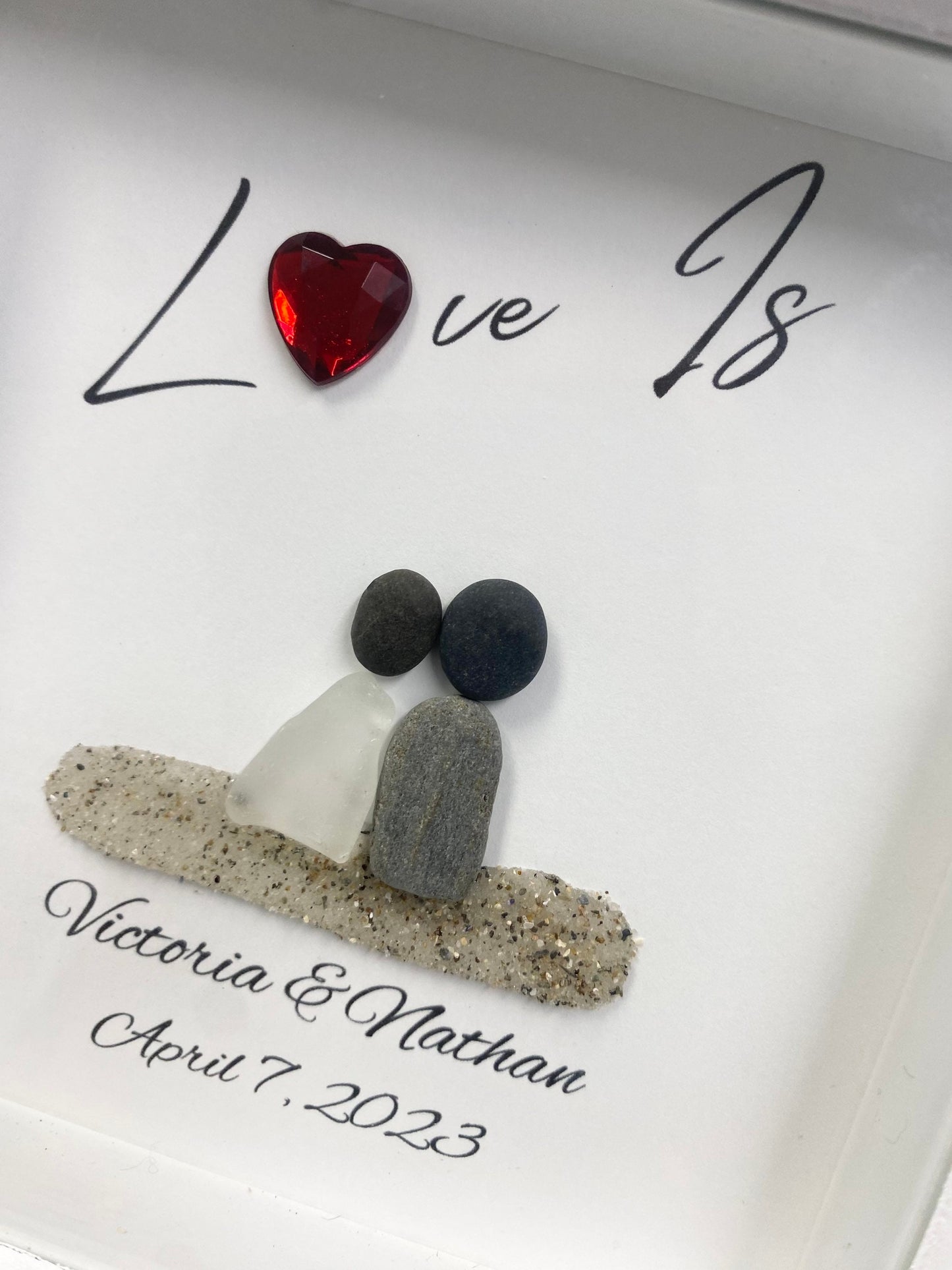 Anniversary/Anniversary Sea Glass/Pebble Art/Gift for him/Wedding Gift/Personalized Gift/Personalized Anniversary Gift for Him/Gift for her