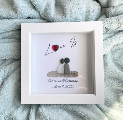 Anniversary/Anniversary Sea Glass/Pebble Art/Gift for him/Wedding Gift/Personalized Gift/Personalized Anniversary Gift for Him/Gift for her