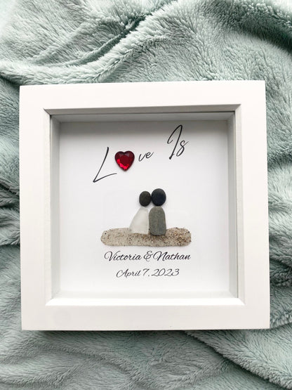 Anniversary/Anniversary Sea Glass/Pebble Art/Gift for him/Wedding Gift/Personalized Gift/Personalized Anniversary Gift for Him/Gift for her