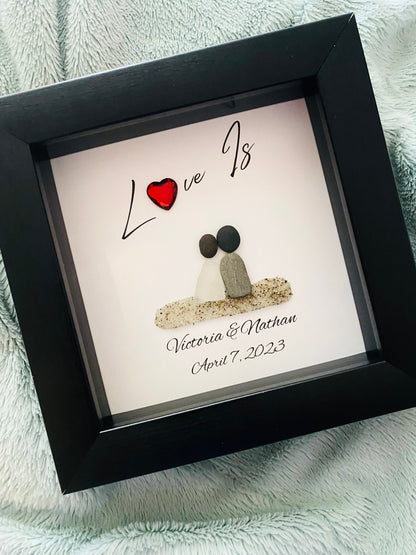 Anniversary/Anniversary Sea Glass/Pebble Art/Gift for him/Wedding Gift/Personalized Gift/Personalized Anniversary Gift for Him/Gift for her