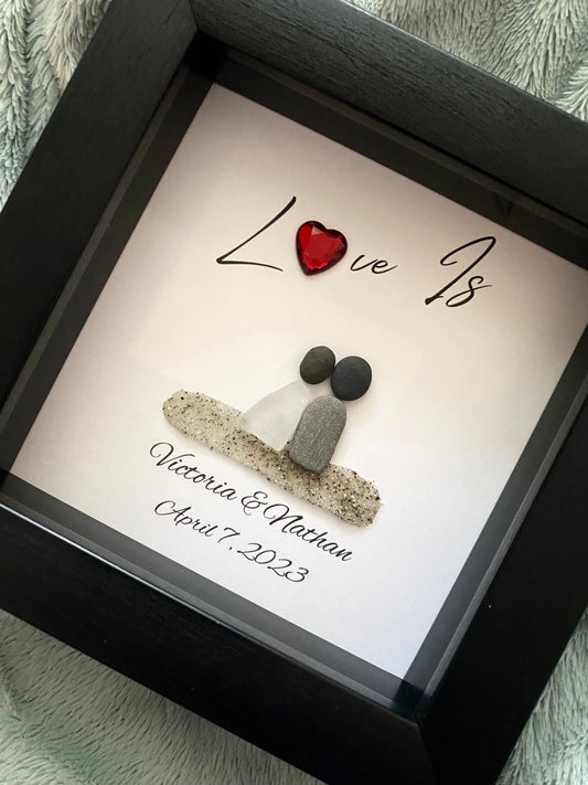 Anniversary/Anniversary Sea Glass/Pebble Art/Gift for him/Wedding Gift/Personalized Gift/Personalized Anniversary Gift for Him/Gift for her