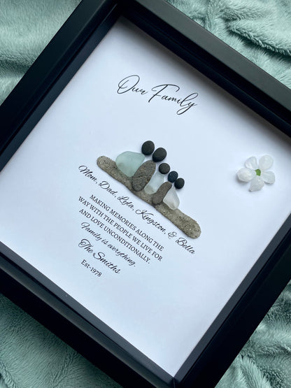 Personalized Family Pebble Beach Pebble Art/Family Pebble Art/Christmas Gift for Mom/Birthday Gift for Mom/Pebble Family/Gifts for her/Mom 1