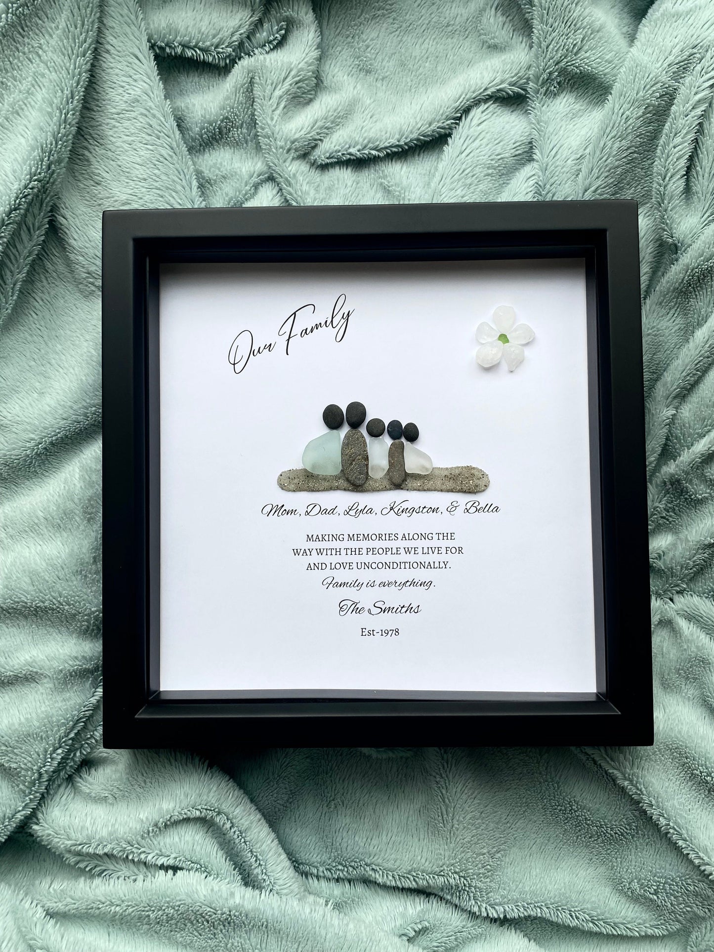 Personalized Family Pebble Beach Pebble Art/Family Pebble Art/Christmas Gift for Mom/Birthday Gift for Mom/Pebble Family/Gifts for her/Mom 1