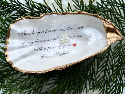 Unique Mother of the Groom Gift, Thank You for Raising the Man of My Dreams, Handmade Personalized Oyster Keepsake Dish, Mother-in-Law Gift