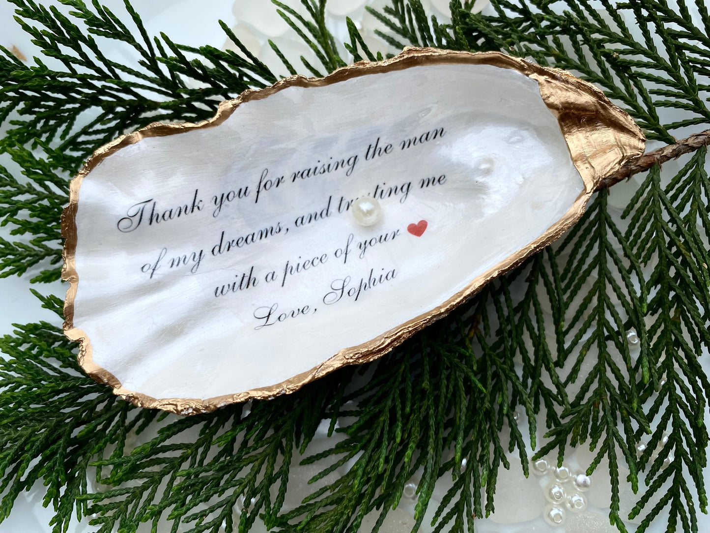 Unique Mother of the Groom Gift, Thank You for Raising the Man of My Dreams, Handmade Personalized Oyster Keepsake Dish, Mother-in-Law Gift