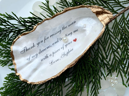 Unique Mother of the Groom Gift, Thank You for Raising the Man of My Dreams, Handmade Personalized Oyster Keepsake Dish, Mother-in-Law Gift