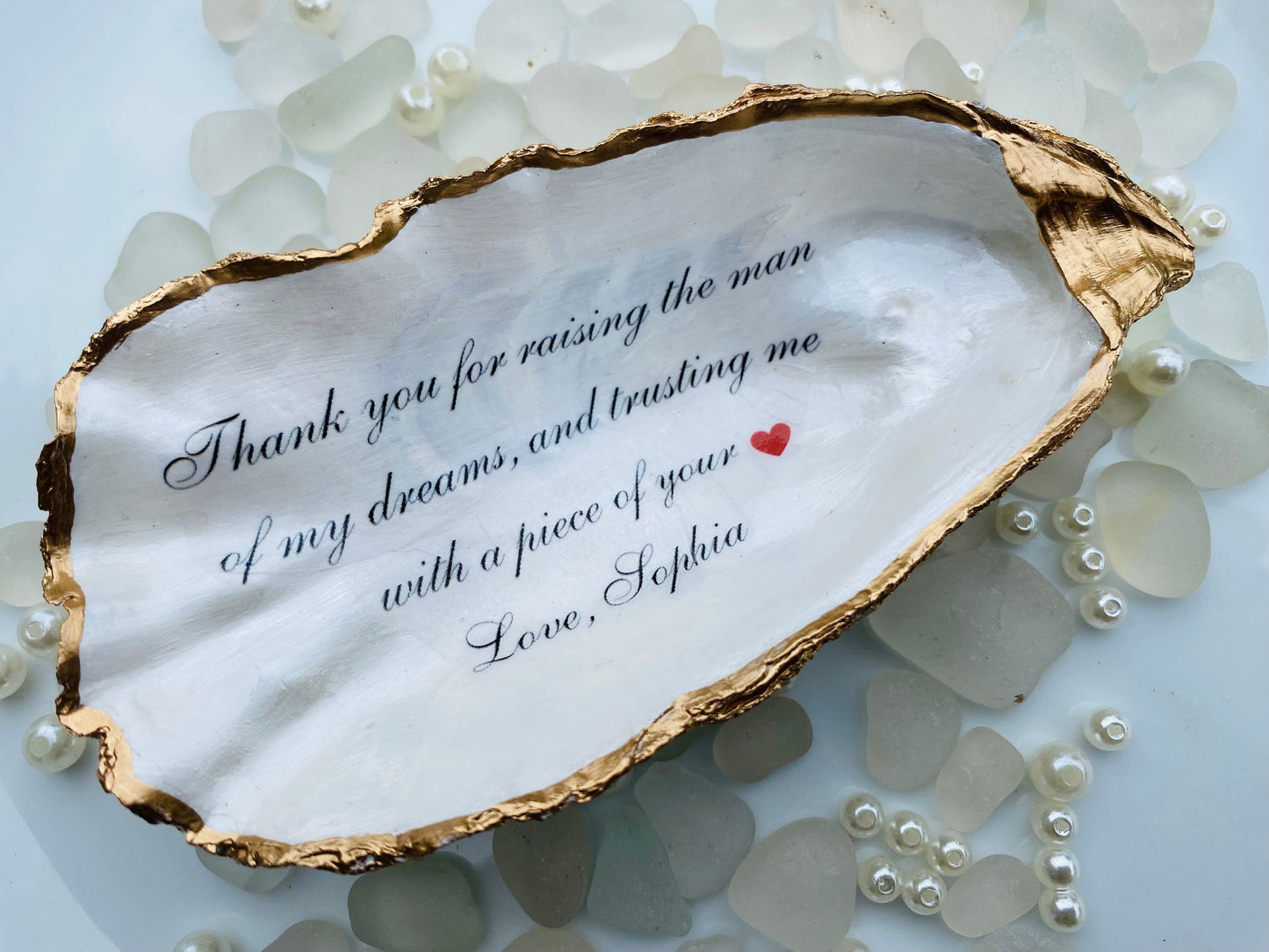 Unique Mother of the Groom Gift, Thank You for Raising the Man of My Dreams, Handmade Personalized Oyster Keepsake Dish, Mother-in-Law Gift