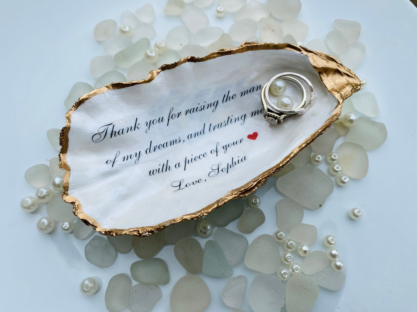 Unique Mother of the Groom Gift, Thank You for Raising the Man of My Dreams, Handmade Personalized Oyster Keepsake Dish, Mother-in-Law Gift