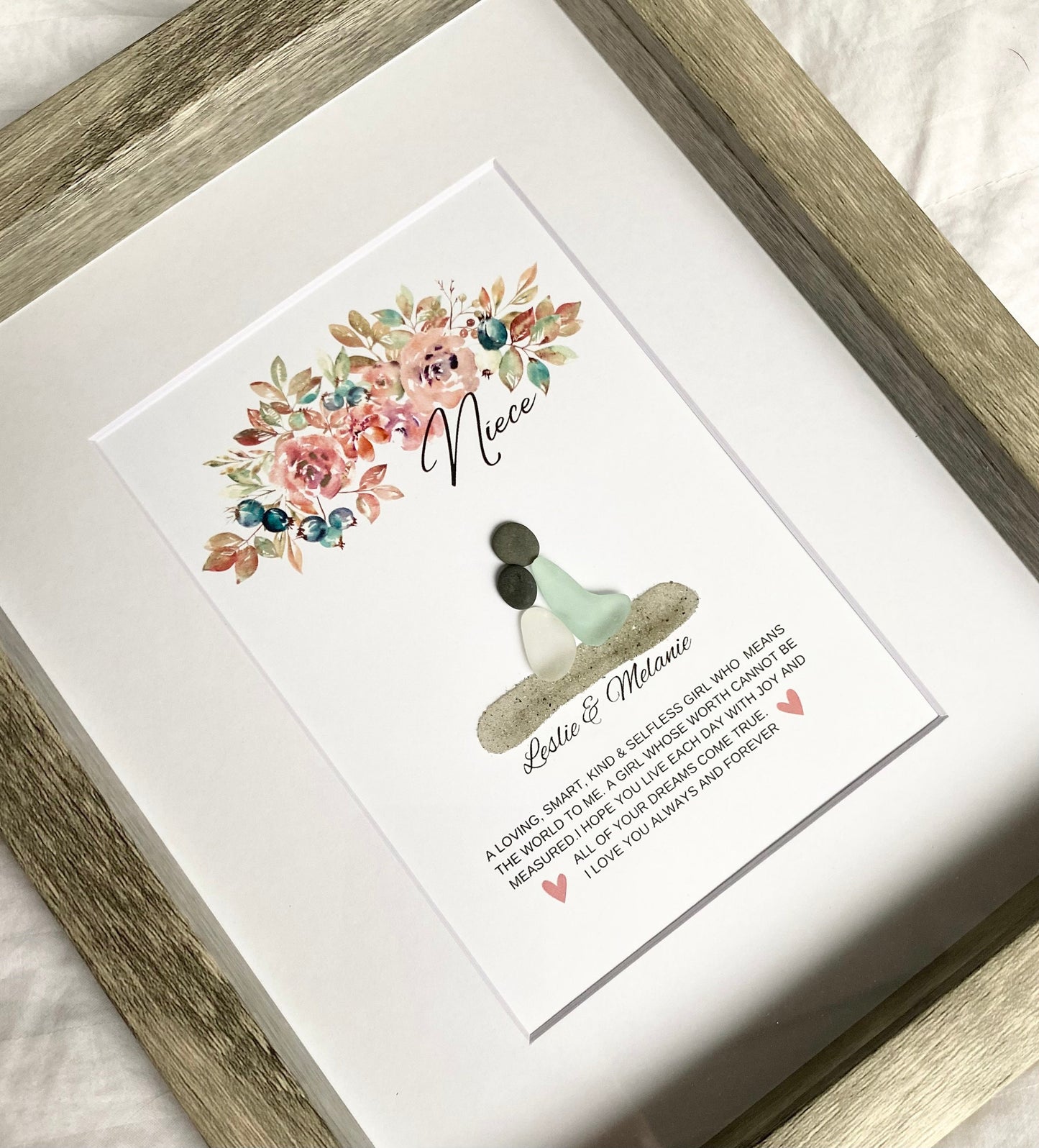 Niece Meaning/Pebble Art/Niece Gift/Birthday Gift for Niece/Personalized Gift Niece/Gift from Auntie/Framed Gift/Special Niece Quote/Niece F