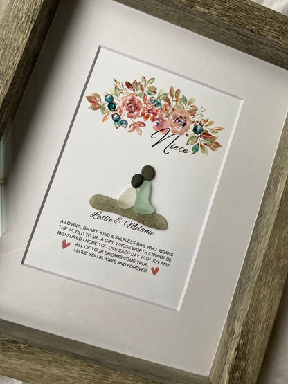 Niece Meaning/Pebble Art/Niece Gift/Birthday Gift for Niece/Personalized Gift Niece/Gift from Auntie/Framed Gift/Special Niece Quote/Niece F