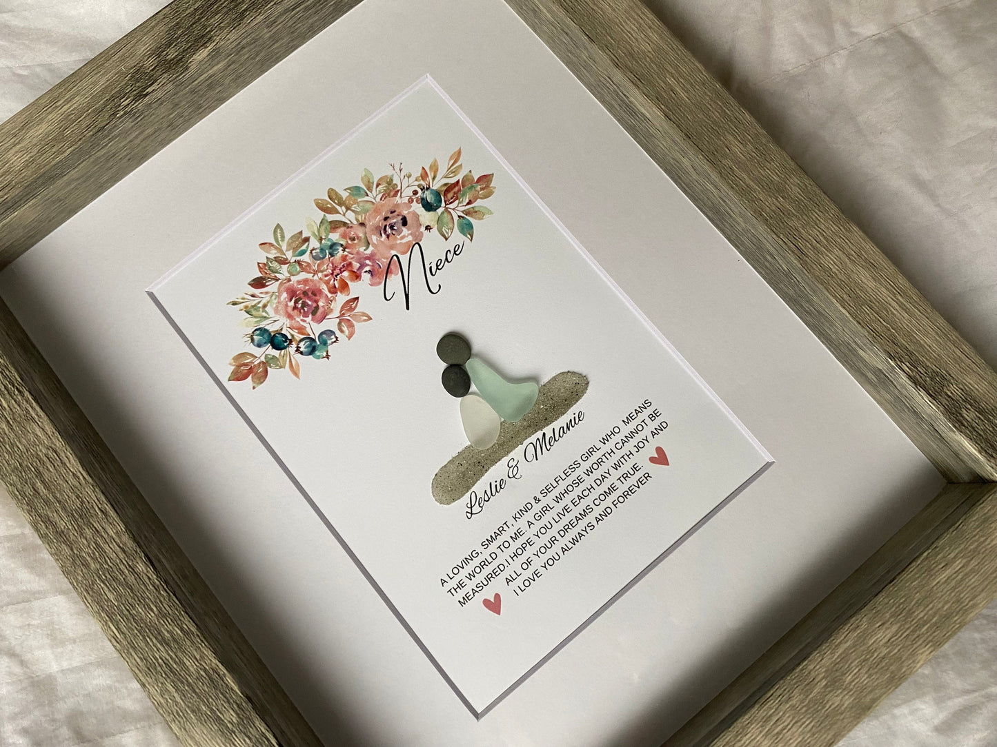 Niece Meaning/Pebble Art/Niece Gift/Birthday Gift for Niece/Personalized Gift Niece/Gift from Auntie/Framed Gift/Special Niece Quote/Niece F