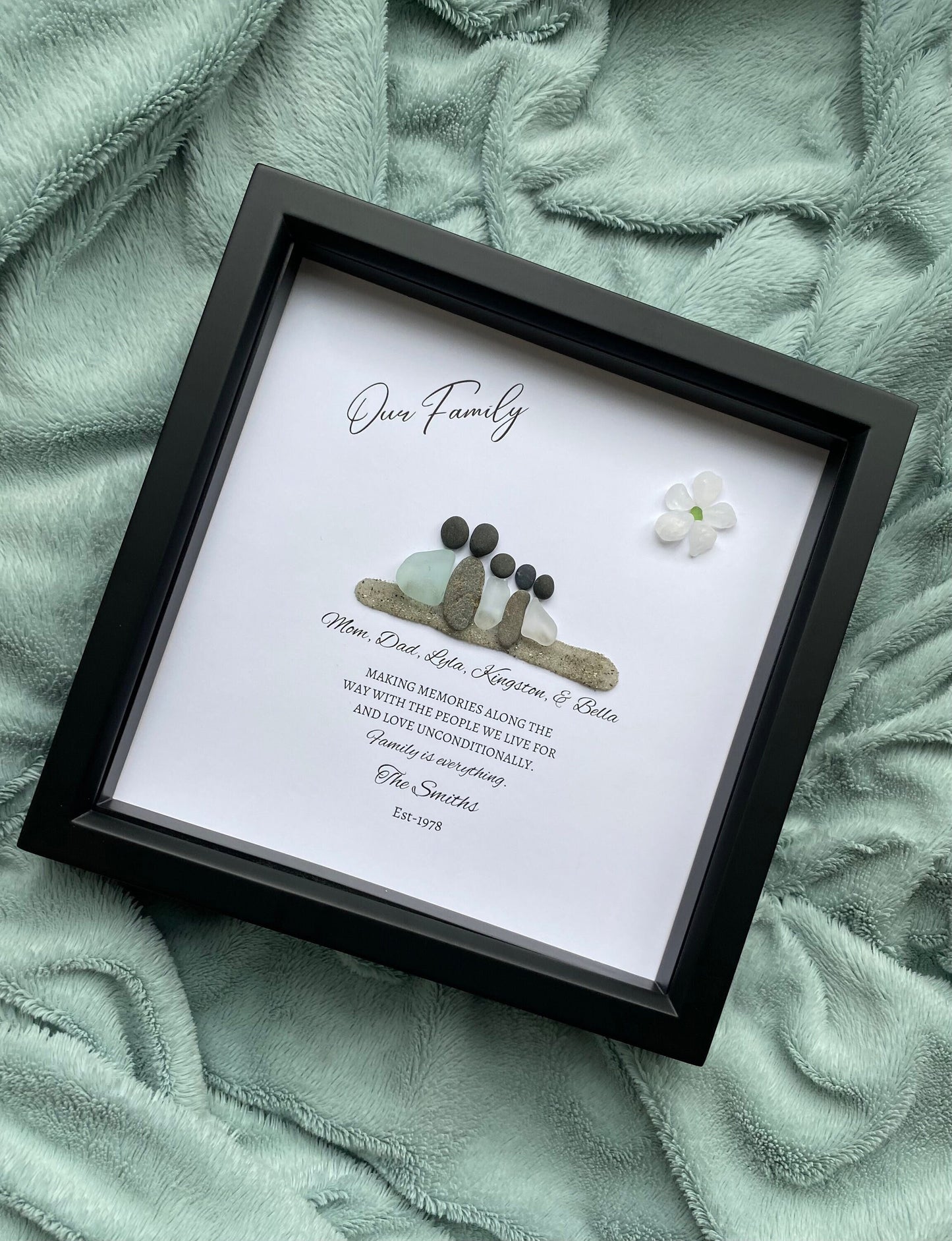 Personalized Family Pebble Beach Pebble Art/Family Pebble Art/Christmas Gift for Mom/Birthday Gift for Mom/Pebble Family/Gifts for her/Mom 1