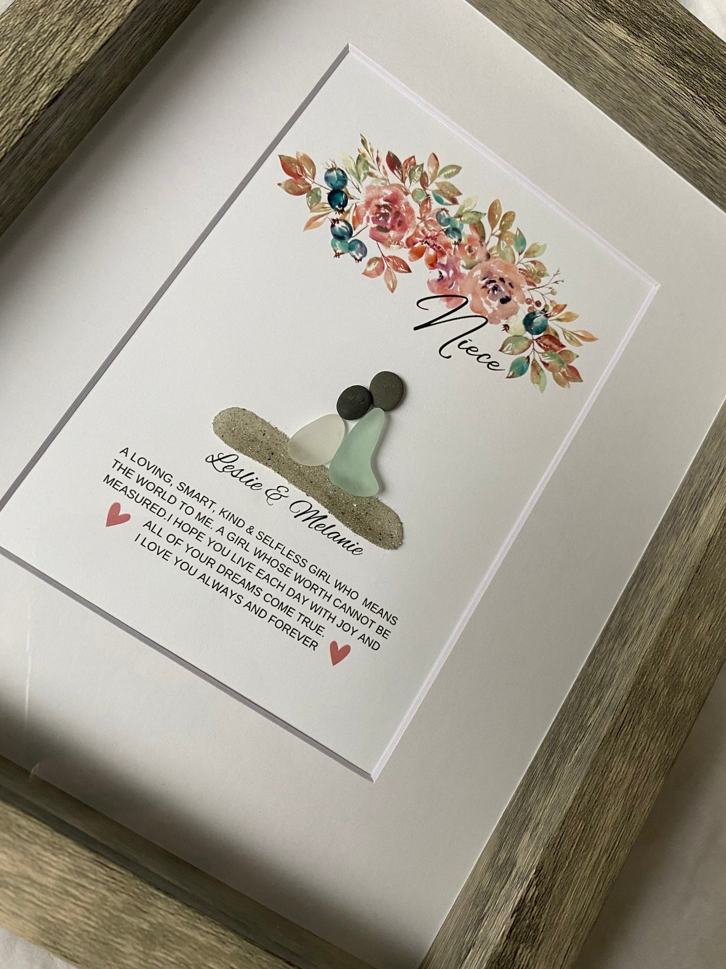 Niece Meaning/Pebble Art/Niece Gift/Birthday Gift for Niece/Personalized Gift Niece/Gift from Auntie/Framed Gift/Special Niece Quote/Niece F