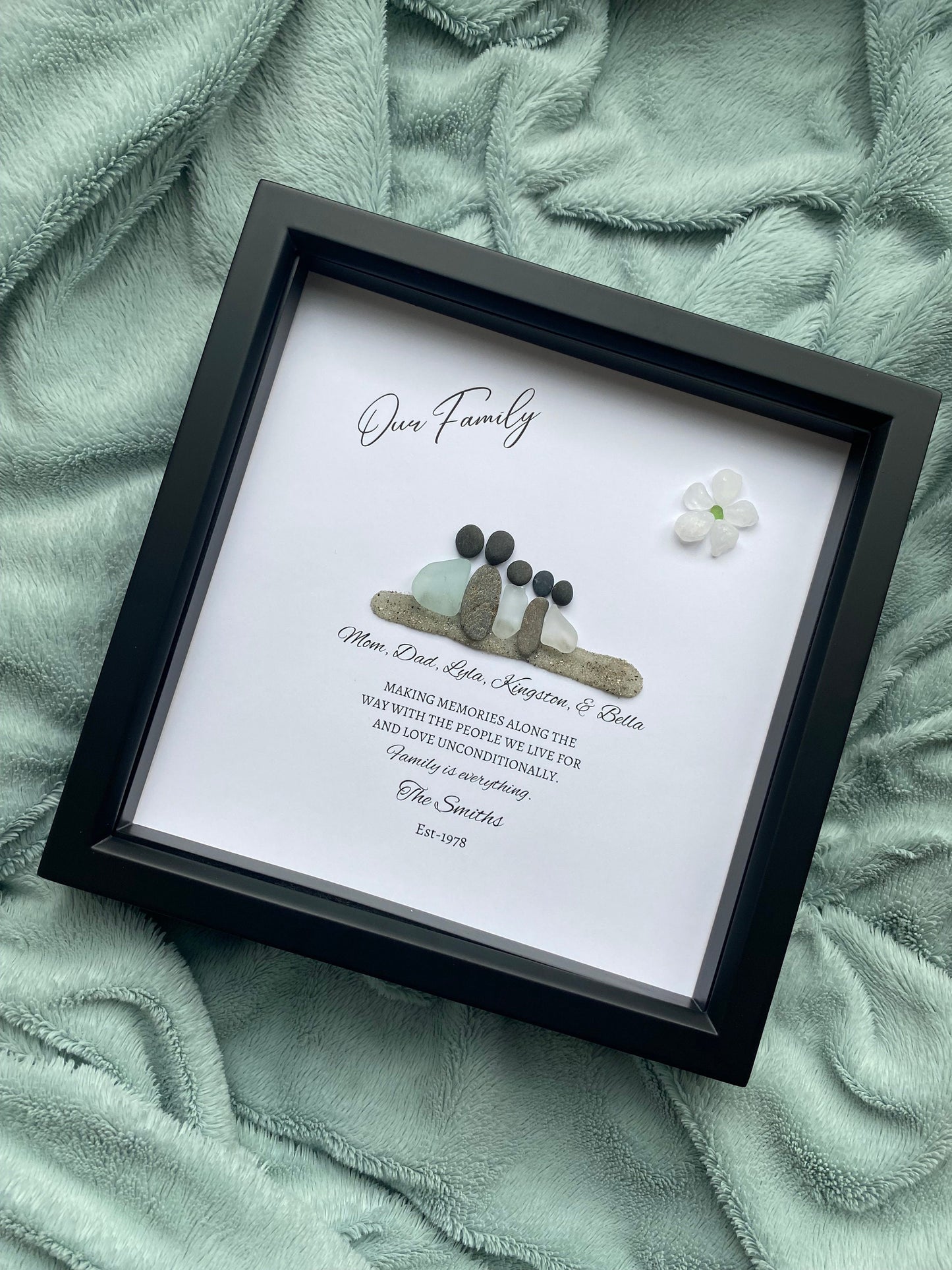 Personalized Family Pebble Beach Pebble Art/Family Pebble Art/Christmas Gift for Mom/Birthday Gift for Mom/Pebble Family/Gifts for her/Mom 1