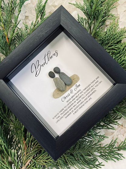 Brother Meaning Personalized Gift Pebble Art Handmade Framed Birthday Gift Step Brother Father's Day Gift for Him Big Brother Little Brother