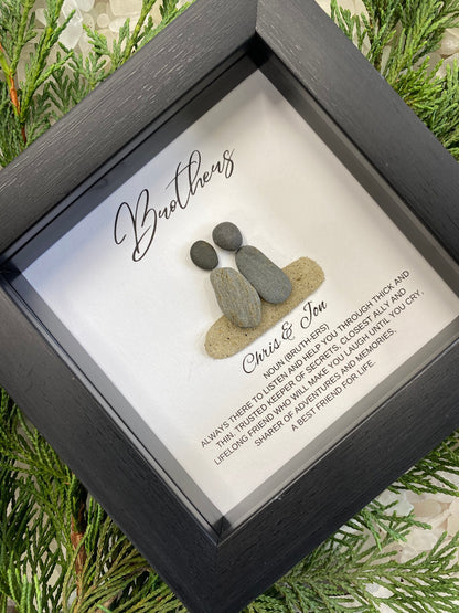 Brother Meaning Personalized Gift Pebble Art Handmade Framed Birthday Gift Step Brother Father's Day Gift for Him Big Brother Little Brother