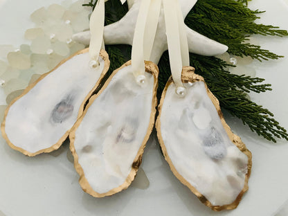 Ornament Sets Christmas Oyster Ornaments Beach Christmas Ornament Set Nautical Xmas Ornament Oyster Coastal Decor Coastal Christmas