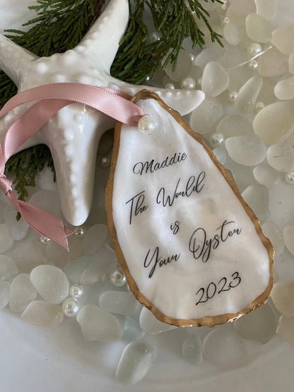 Oyster Ornament 2024 Christmas Ornaments Coastal Christmas Personalized Christmas Ornament Handmade Coastal Ornaments Unique Handmade Gift