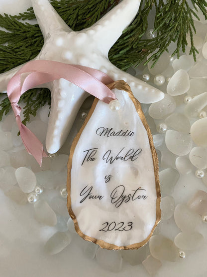 Oyster Ornament 2024 Christmas Ornaments Coastal Christmas Personalized Christmas Ornament Handmade Coastal Ornaments Unique Handmade Gift