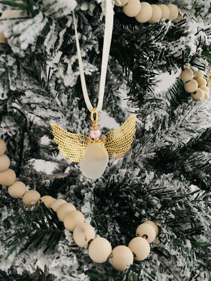 Sea Glass Angel Ornament Christmas Ornaments Coastal Handmade Ornament Angel Ornaments Memorial Ornament Remembrance Ornaments Memorial H