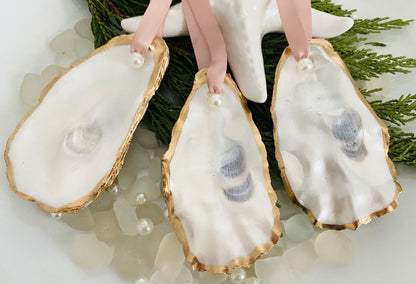 Wedding Favors Bridal Party Gifts Bridal Shower Gifts Ornament Sets Christmas Oyster Ornaments Beach Set Nautical Coastal Decor Christmas